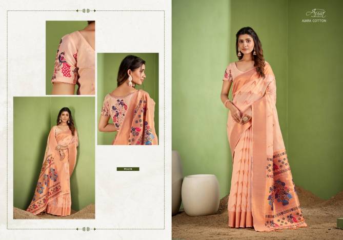 Ajara Cotton By Aura Designer Party Wear Sarees Catalog